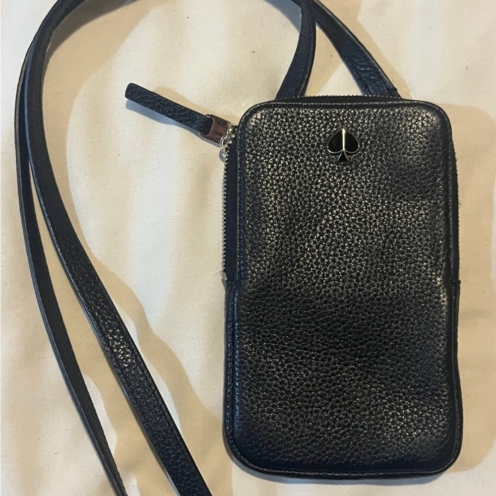 Kate Spade Black Pebbled Leather Phone Crossbody